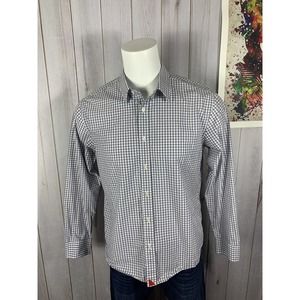 Untuckit Men’s Dress Shirt Long Sleeve Button Up Gray Check Size Large Cotton